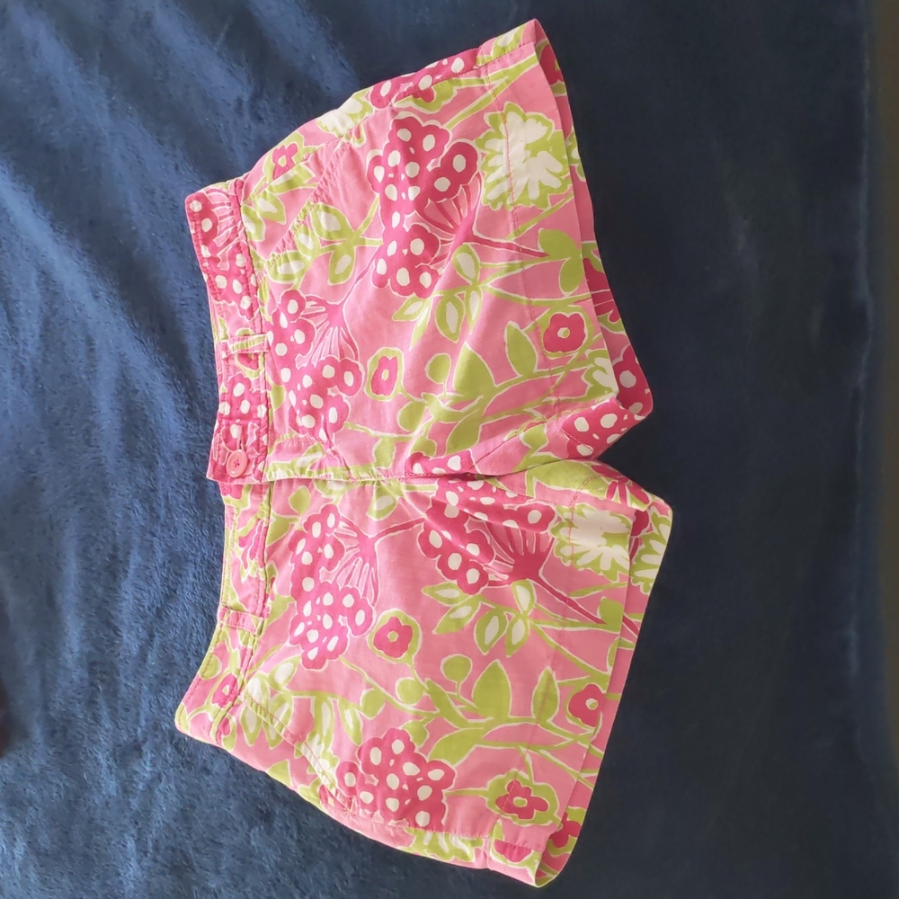 Lilly Pulitzer shorts, size 6, pink and green, floral print
